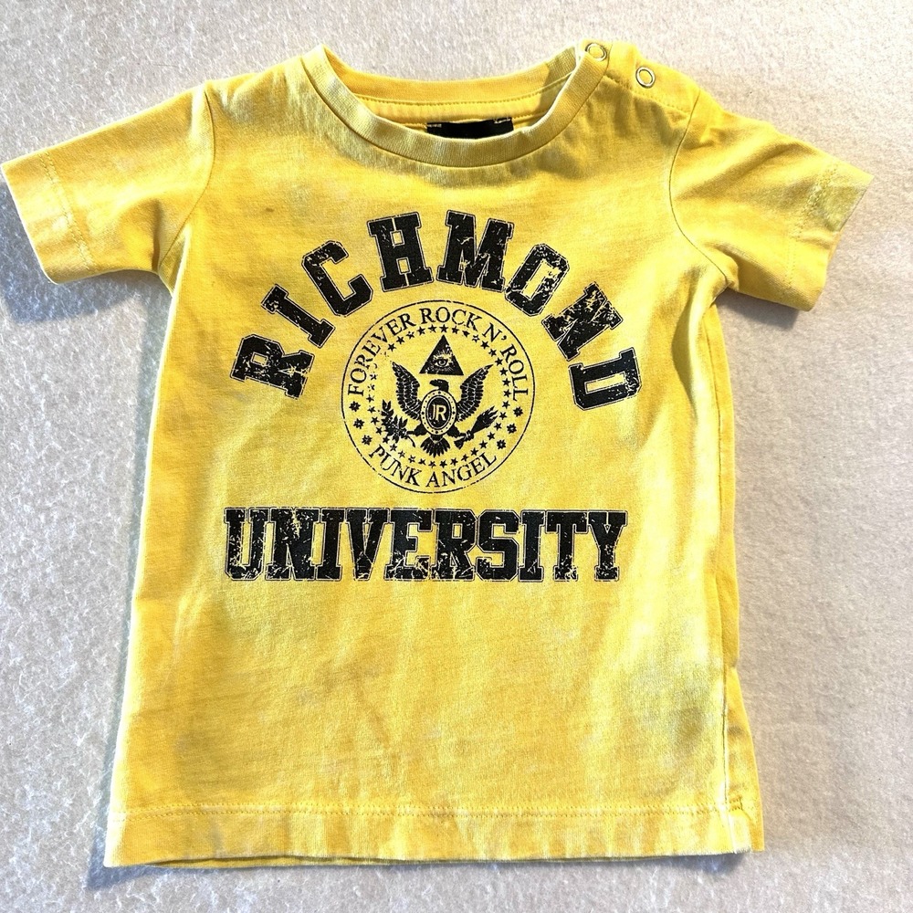 NWT John Richmond Sz 3-6 Months Yellow‎ Shirt Snap Button Rock N Roll Punk Angel